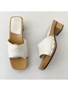 Salvatore Ferragamo Wood Heels Shoes White